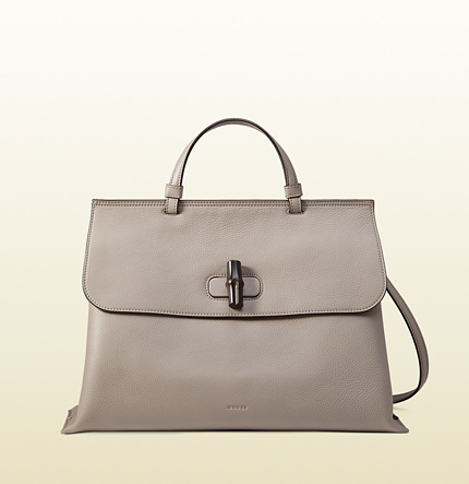 Gucci Bamboo Daily Top Large Handle Bag 370830 Light Grey